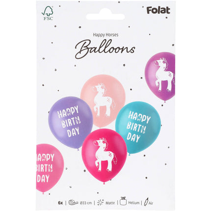 Ballons en latex - Happy Horses - 33 cm - 6 pièces