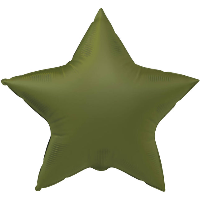 Ballon à hélium étoile vert olive mat 45cm vide