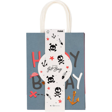 Sacs cadeaux - Pirate Party - 20 x 27 cm - 6 pièces