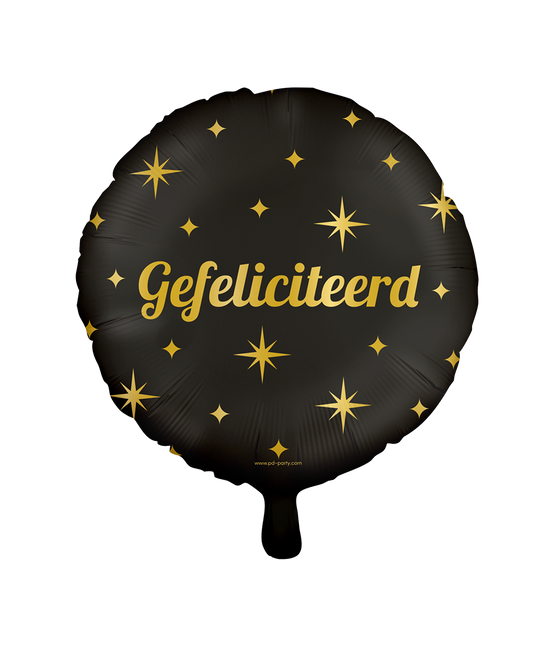 Ballon à l'hélium Félicitations Étoiles noires et dorées 46 cm vide