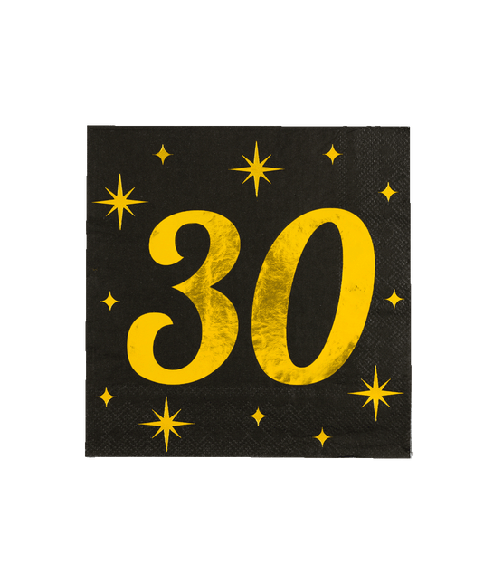 30 Years Napkins Noir or 19cm 16pcs