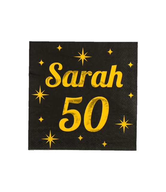 Sarah Napkins Noir or 50 ans 19cm 16pcs