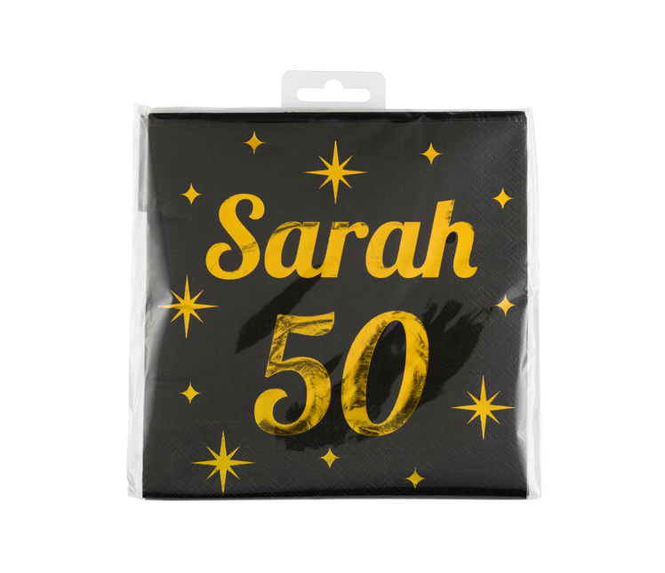 Sarah Napkins Noir or 50 ans 19cm 16pcs