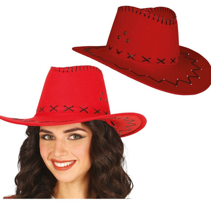 Cowboy Hoed Rood - Partywinkel - 8434077230282