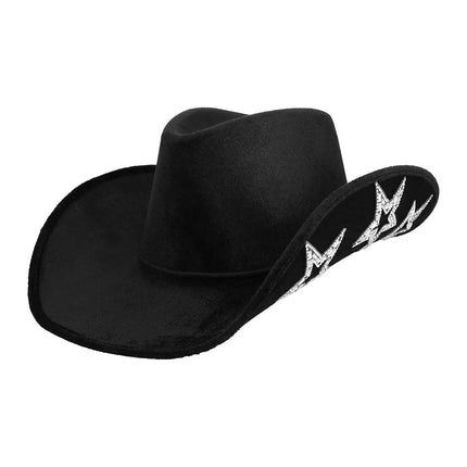 Cowboy Hoed Zwart Sterren - Partywinkel - 8712026045270