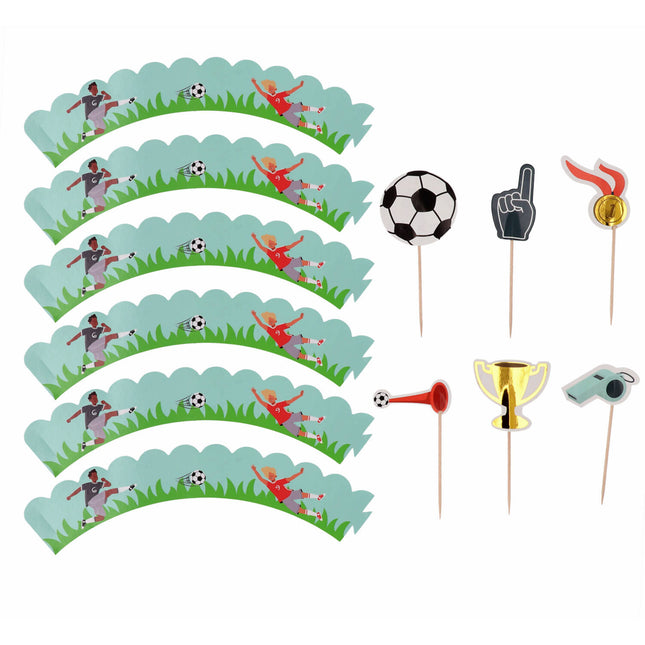 Set de décoration pour petits gâteaux - Fantastic Football - 6 pièces