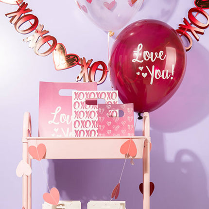 Ballons "Love You ! Mélange rose 33cm - 6 pièces