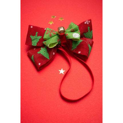 Bandeau avec nœud Noël avec cloche Rouge Vert