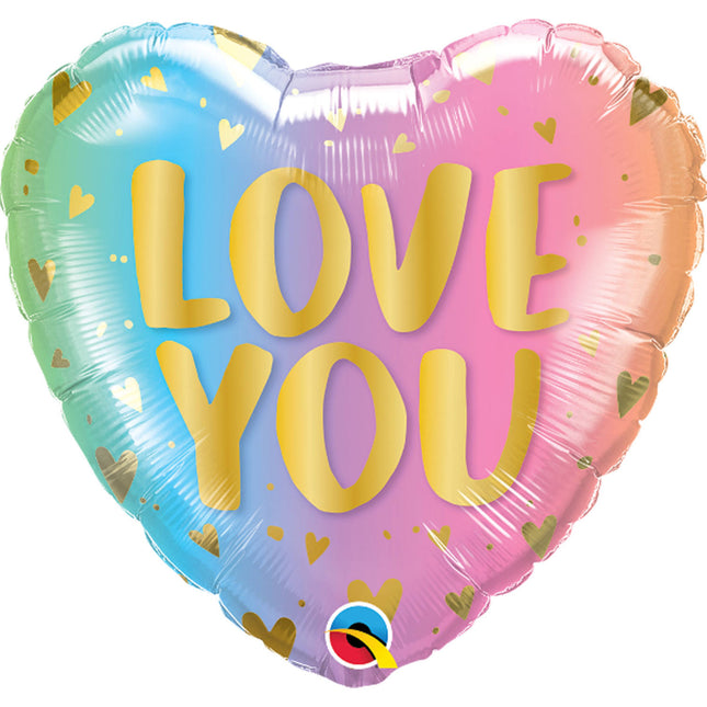 Ballon de baudruche 'Love You' Ombre & Hearts - 45cm