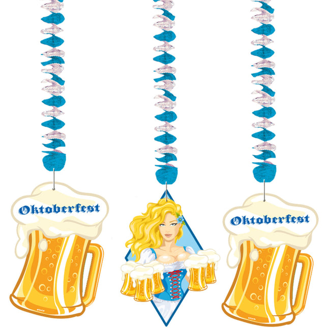 Décoration suspendue Oktoberfest Chopes à bière 75cm 3pcs