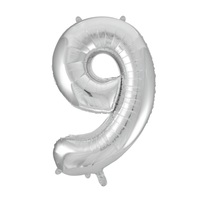 Ballon de baudruche Figure 9 Argent XL 86cm vide