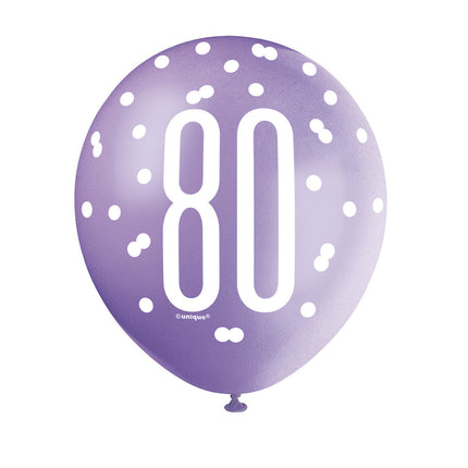 Ballons 80 Years Dots 30cm 6pcs