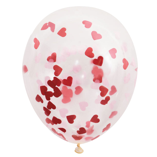 Ballons Confetti Coeurs Rouges 40cm 5pcs