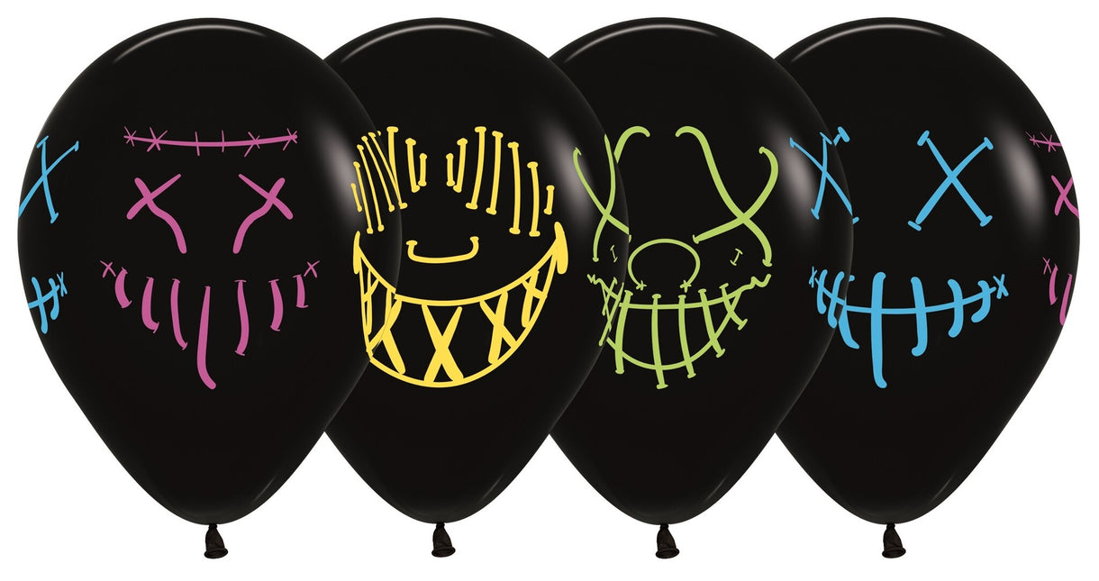 Ballons Masques Encre Néon Noir 30cm 25pcs