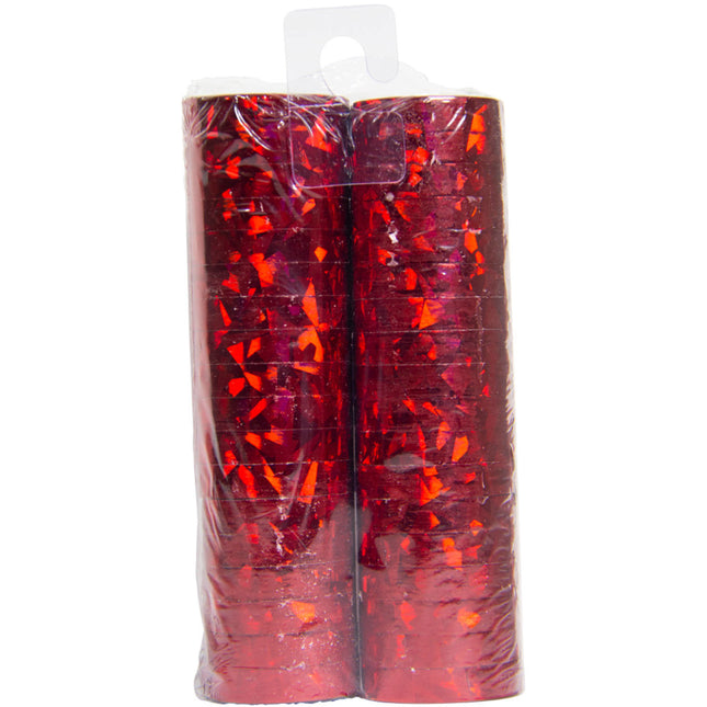 Serpentines rouges holographiques 4m 18 anneaux 2pcs