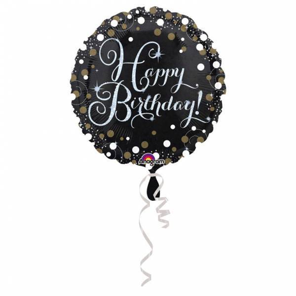 Ballon à hélium Happy Birthday Noir Paillettes 43cm vide