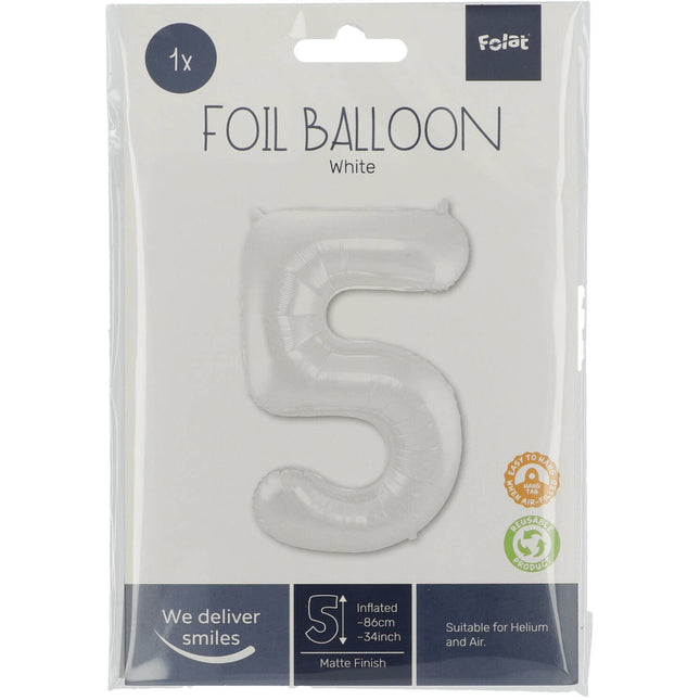 Ballon de baudruche Figure 5 Blanc mat XL 86cm vide