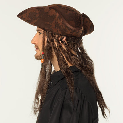 Chapeau de pirate avec dreadlocks