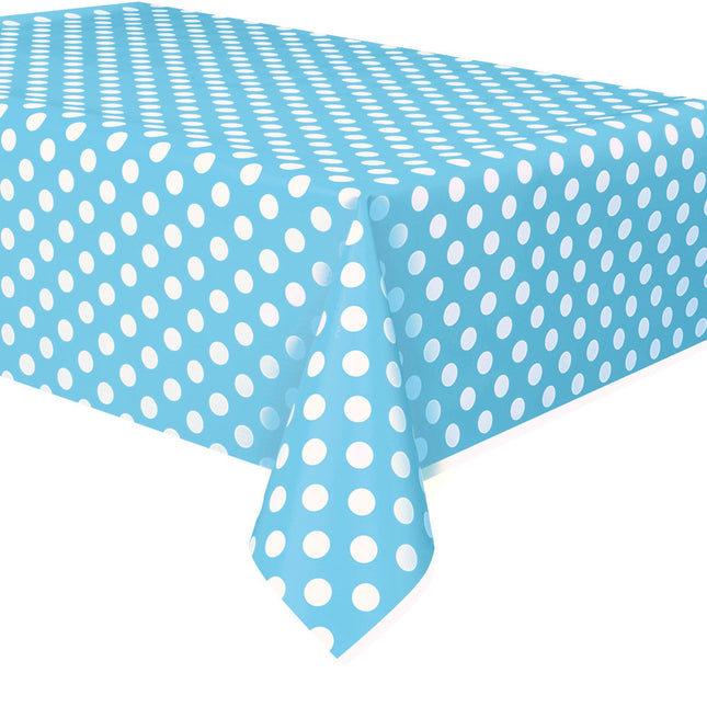 Nappe bleu clair à pois blancs 2.74m