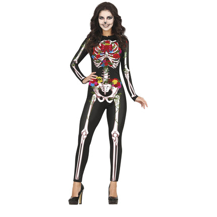 Costume d'Halloween Squelette Fleurs Dames