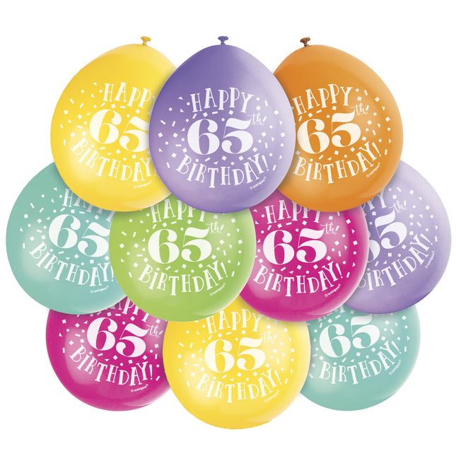 Ballons Happy Birthday 65 Years 28cm 10pcs