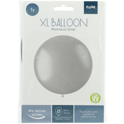 Ballon argenté Metallic Moondust Silver 80cm