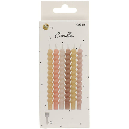 Bougies colorées Pastel torsadées 6pcs