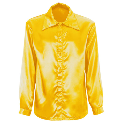 Chemisier Disco 70S Jaune Satin Hommes