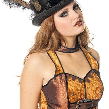 Chapeau noir Steampunk avec lunettes