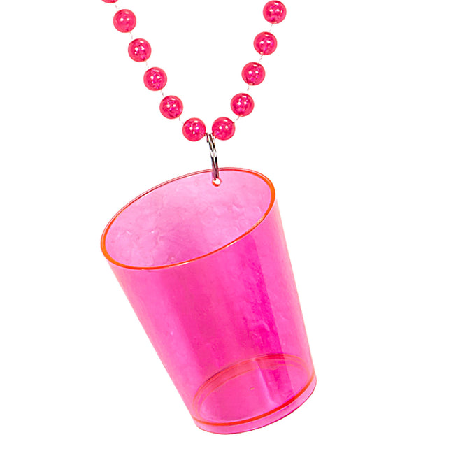 Verre à shooter avec collier rose fluo