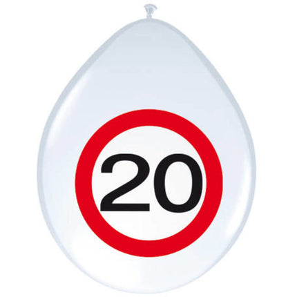 Ballons 20 Years Traffic Sign 30cm 8pcs