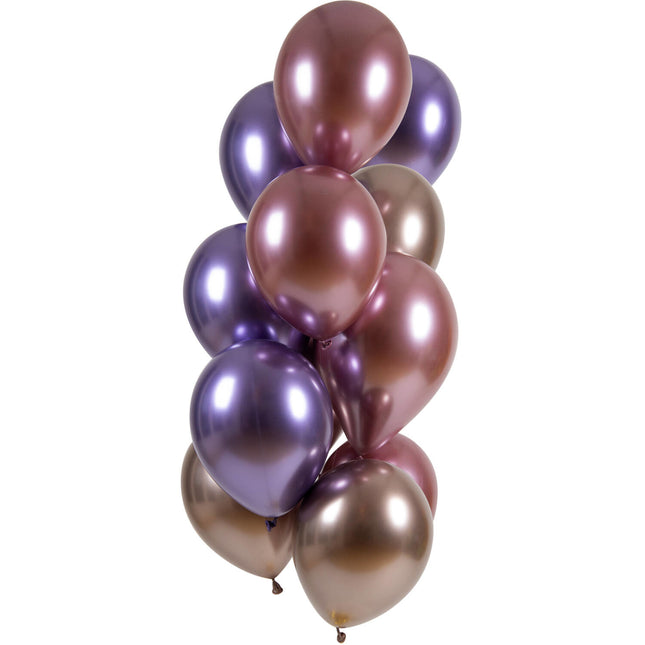 Ballons de baudruche violet rose chromé 33cm 12pcs