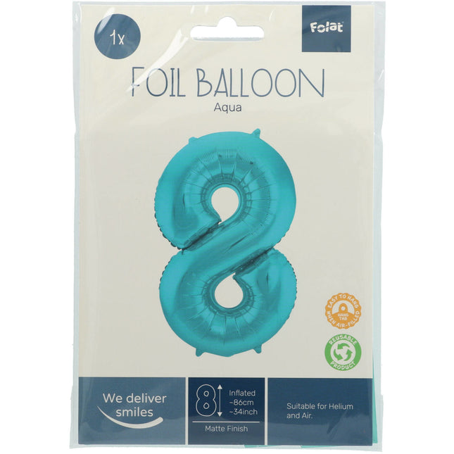 Ballon de baudruche Figure 8 Vert menthe pastel XL 86cm vide