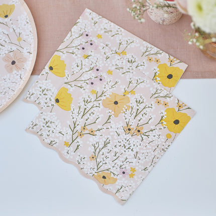 Serviettes à fleurs 16pcs