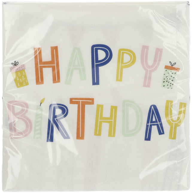 Serviettes Happy Birthday 33cm 20pcs