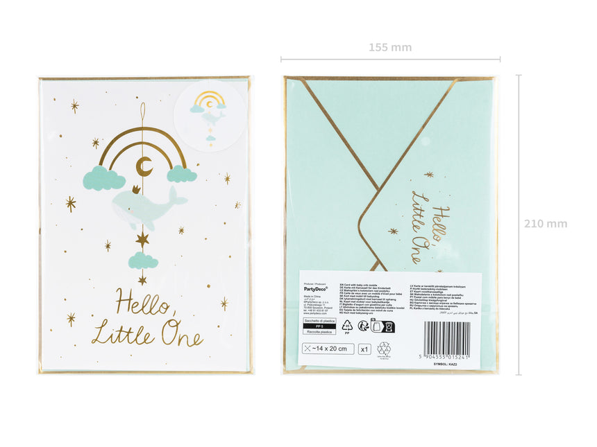 Invitations bleues Hello Little One 14x20cm 11pcs