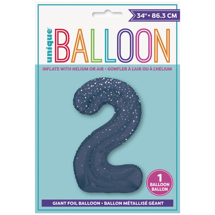 2 Year Figure Balloon Dark Blue Dots 86cm