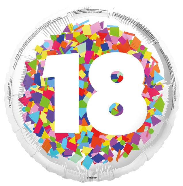 18 ans Ballon à l'hélium Confetti vide 45cm