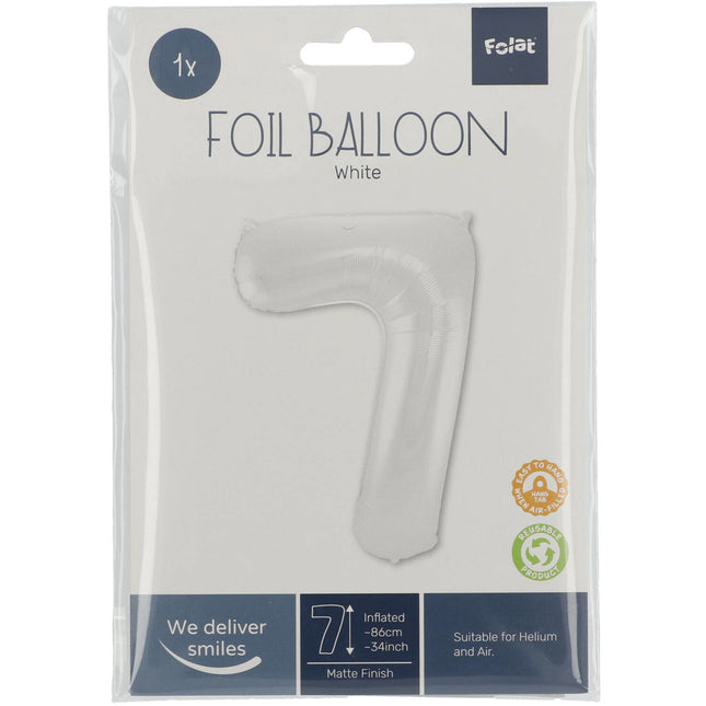 Ballon de baudruche Figure 7 Blanc mat XL 86cm vide