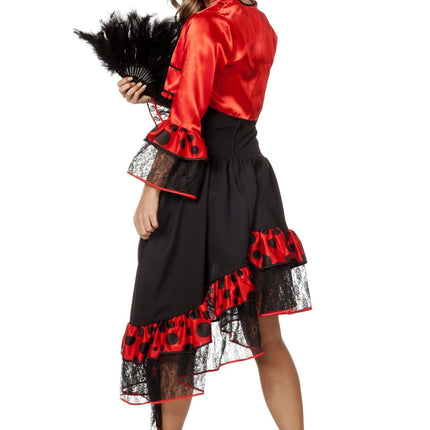 Robe espagnole Flamenco Rouge Noir