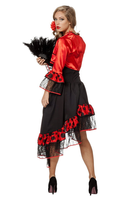 Robe espagnole Flamenco Rouge Noir