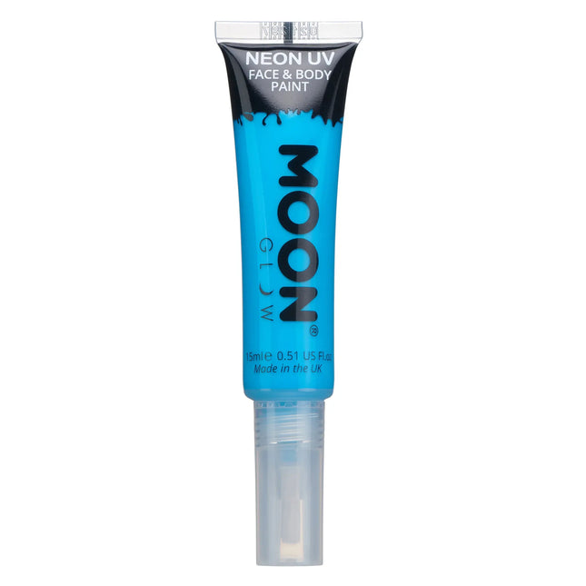 Moon Glow Neon UV Face Paint avec pinceau applicateur Intense Blue 15ml