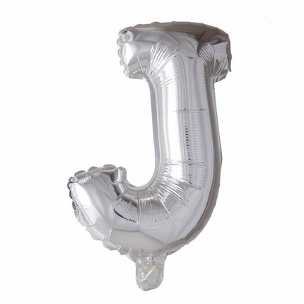 Ballon de baudruche Lettre J Argent 41cm avec paille