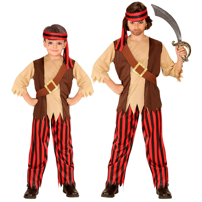 Costume de pirate garçon brun rouge