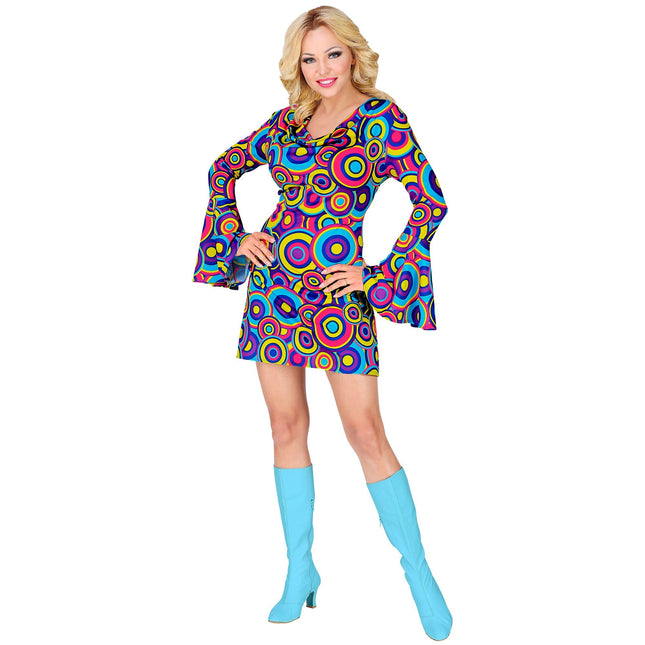 Disco 70S Robe Bleu Violet Dames