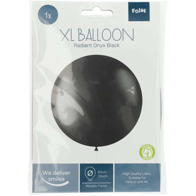 Ballon noir métallique Onyx noir 80cm