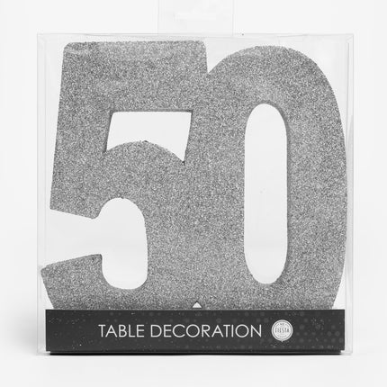 Décoration de table argentée Figure 50 paillettes 20.5cm