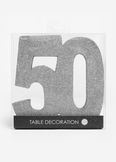 Décoration de table argentée Figure 50 paillettes 20.5cm