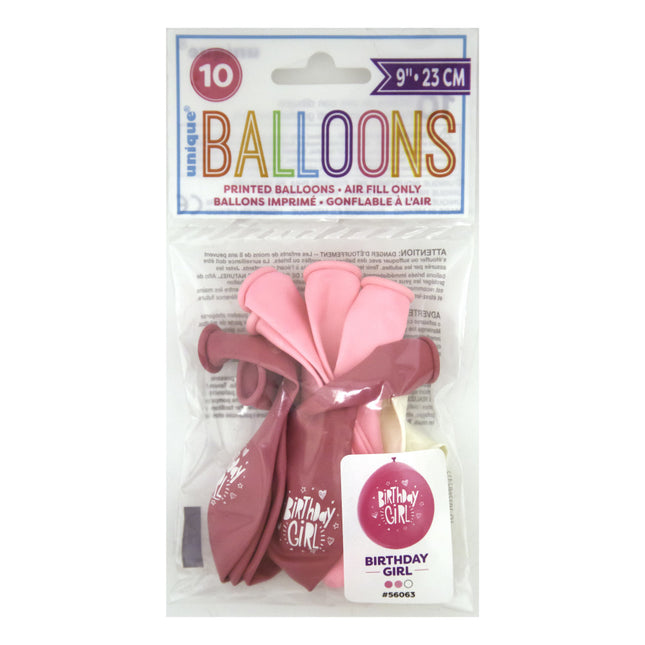 Ballons Birthday Girl 28cm 10pcs