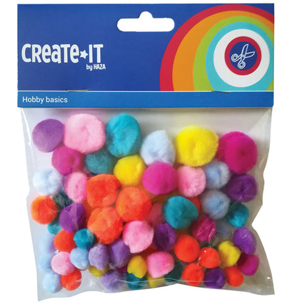 Pompons de couleur vive 75pcs